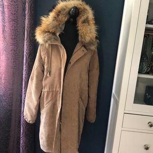 Winter parka with fur lined hood